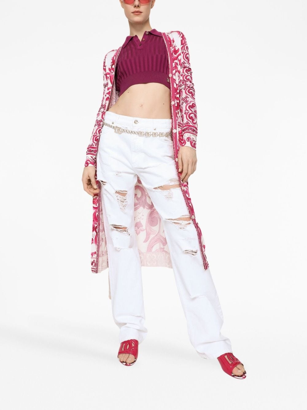 distressed straight-leg jeans - 3
