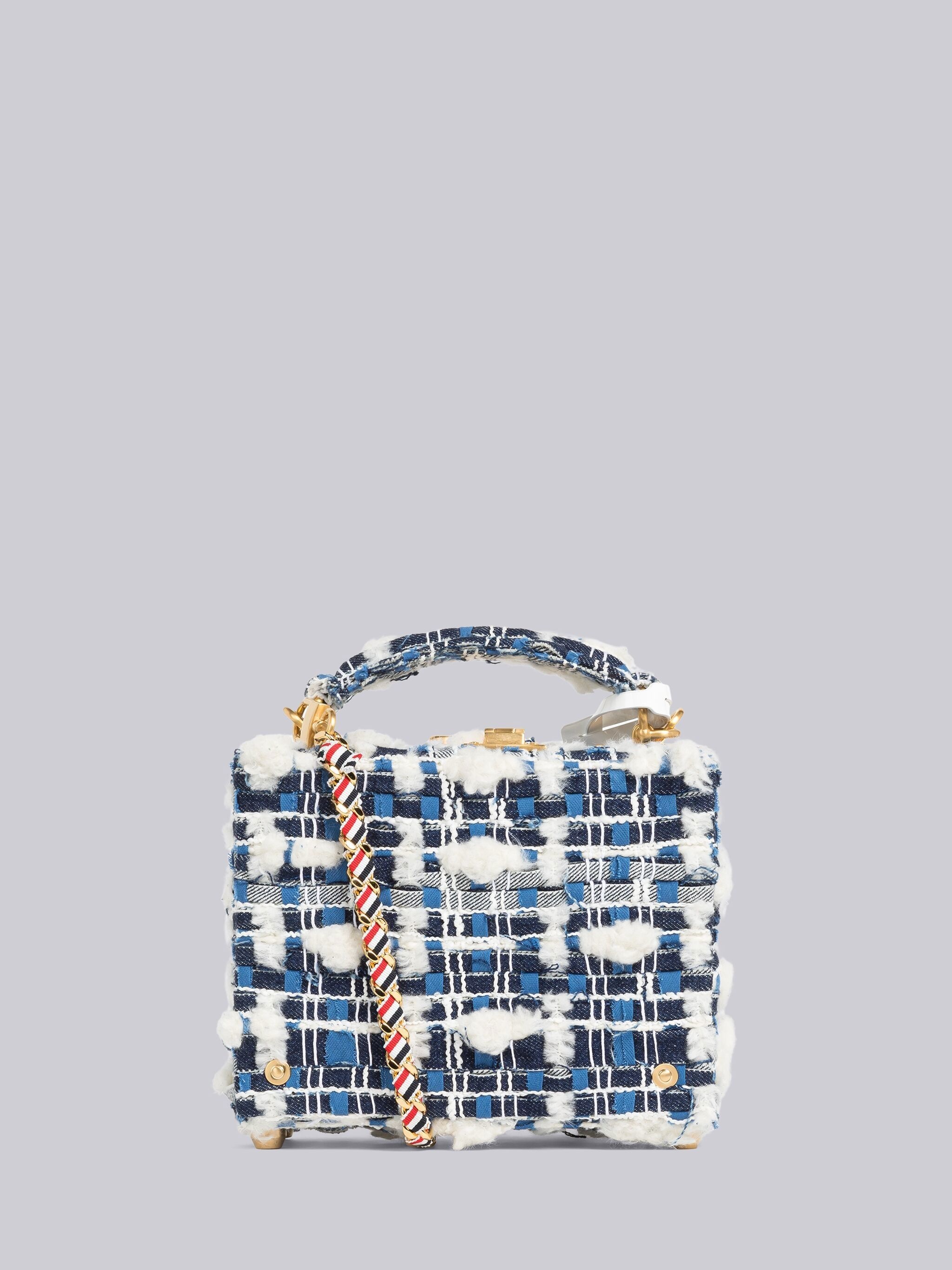 Denim Pouf Tweed Woven Chain Micro Attache Case - 4