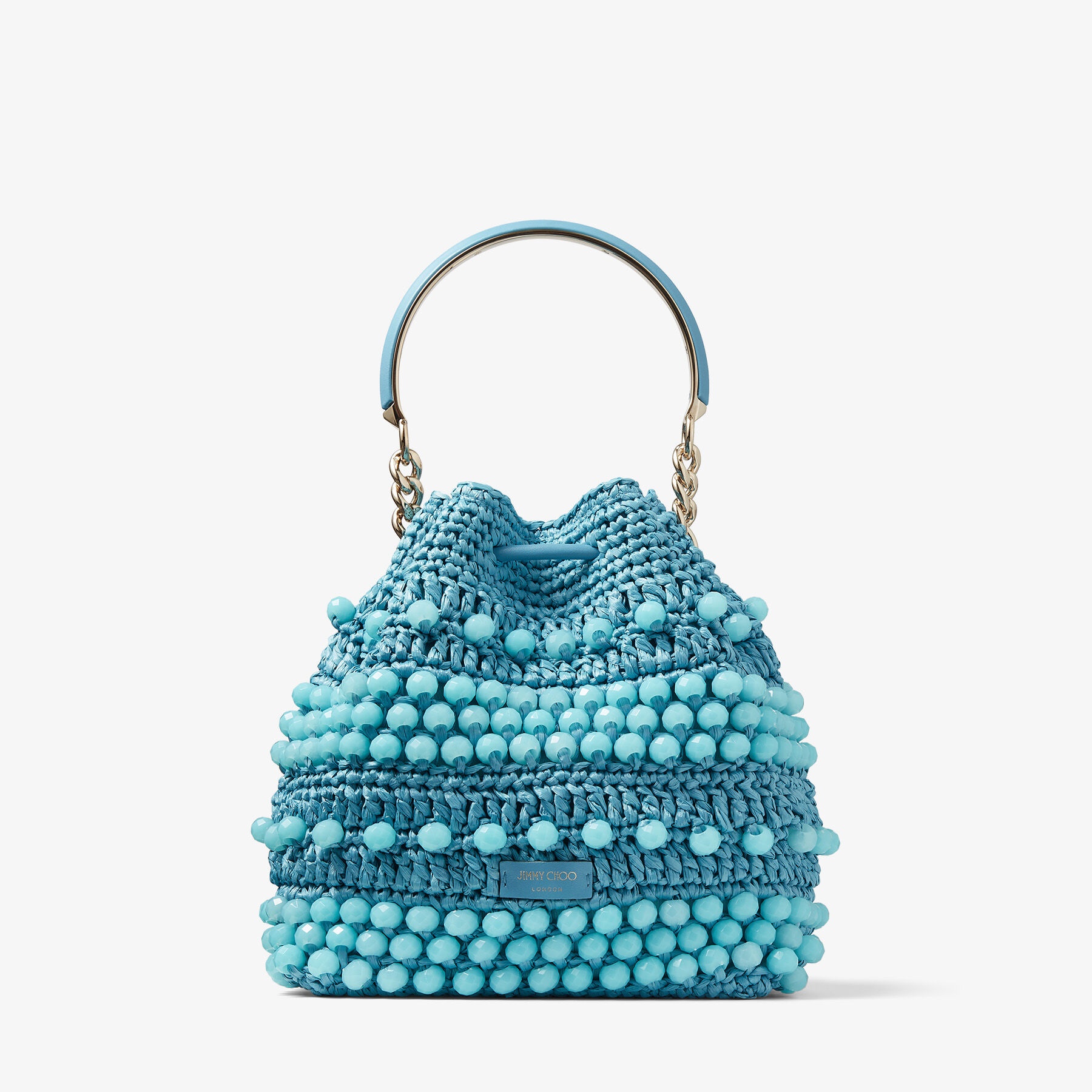 Bon Bon Bucket
Malibu Beaded Raffia and Smooth Leather Bucket Bag - 8