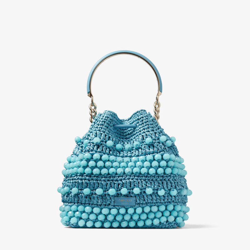 Bon Bon Bucket
Malibu Beaded Raffia and Smooth Leather Bucket Bag 8