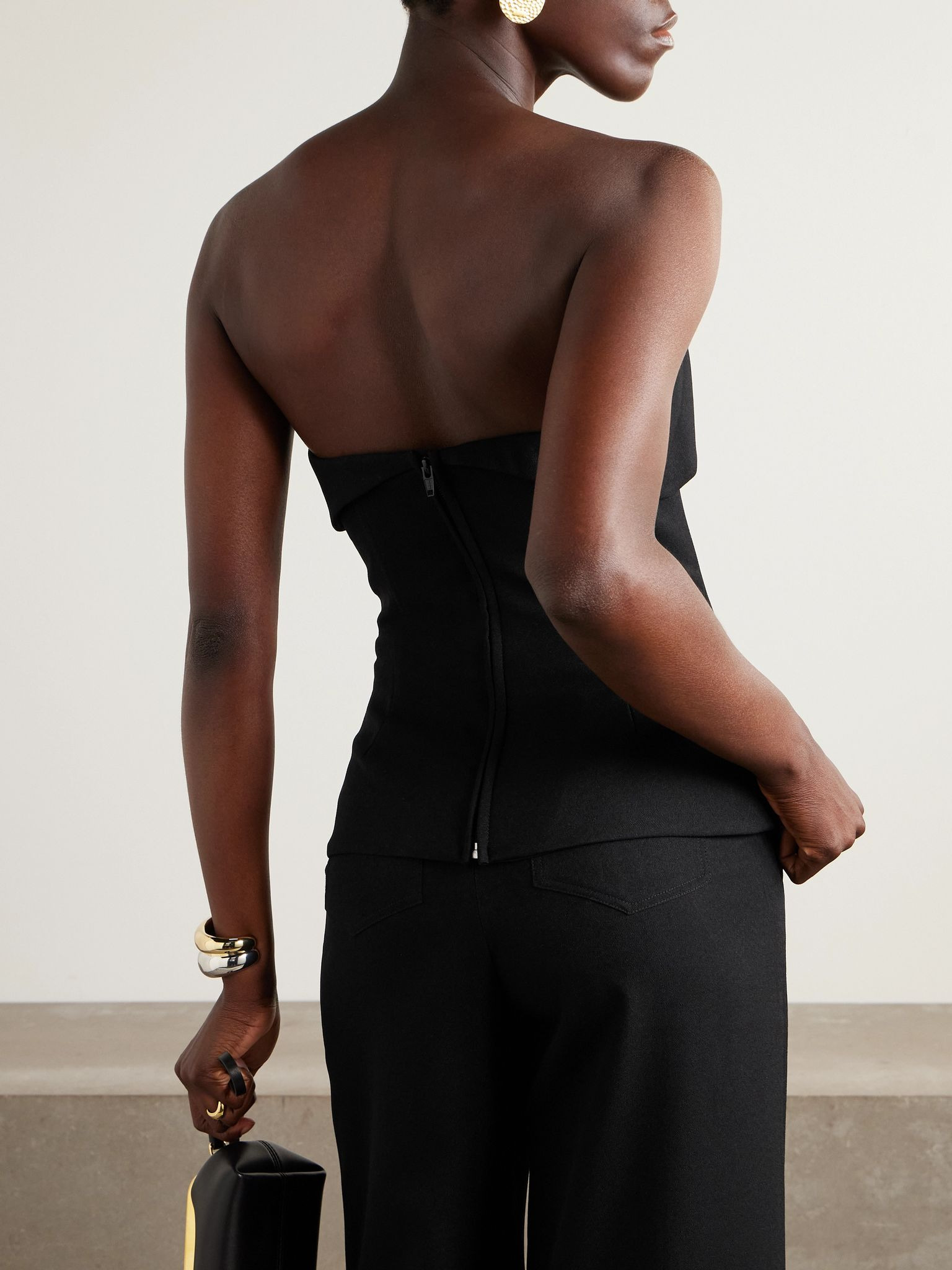 Latido Silente strapless twill bustier top Black - 3