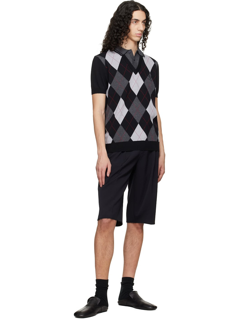 Fred Perry Black & Gray Kris Van Assche Edition Argyle Knitted Polo outlook