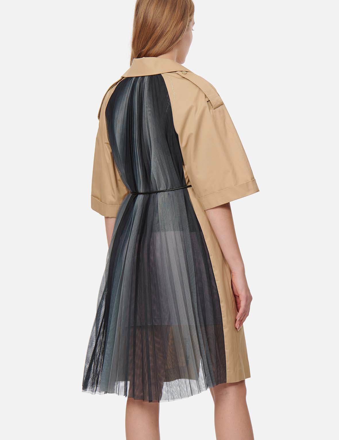 Pleated-Mesh Panelled Trench Jacket - 9
