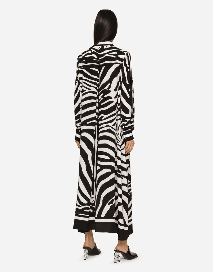 Zebra-print crepe de chine caftan - 2