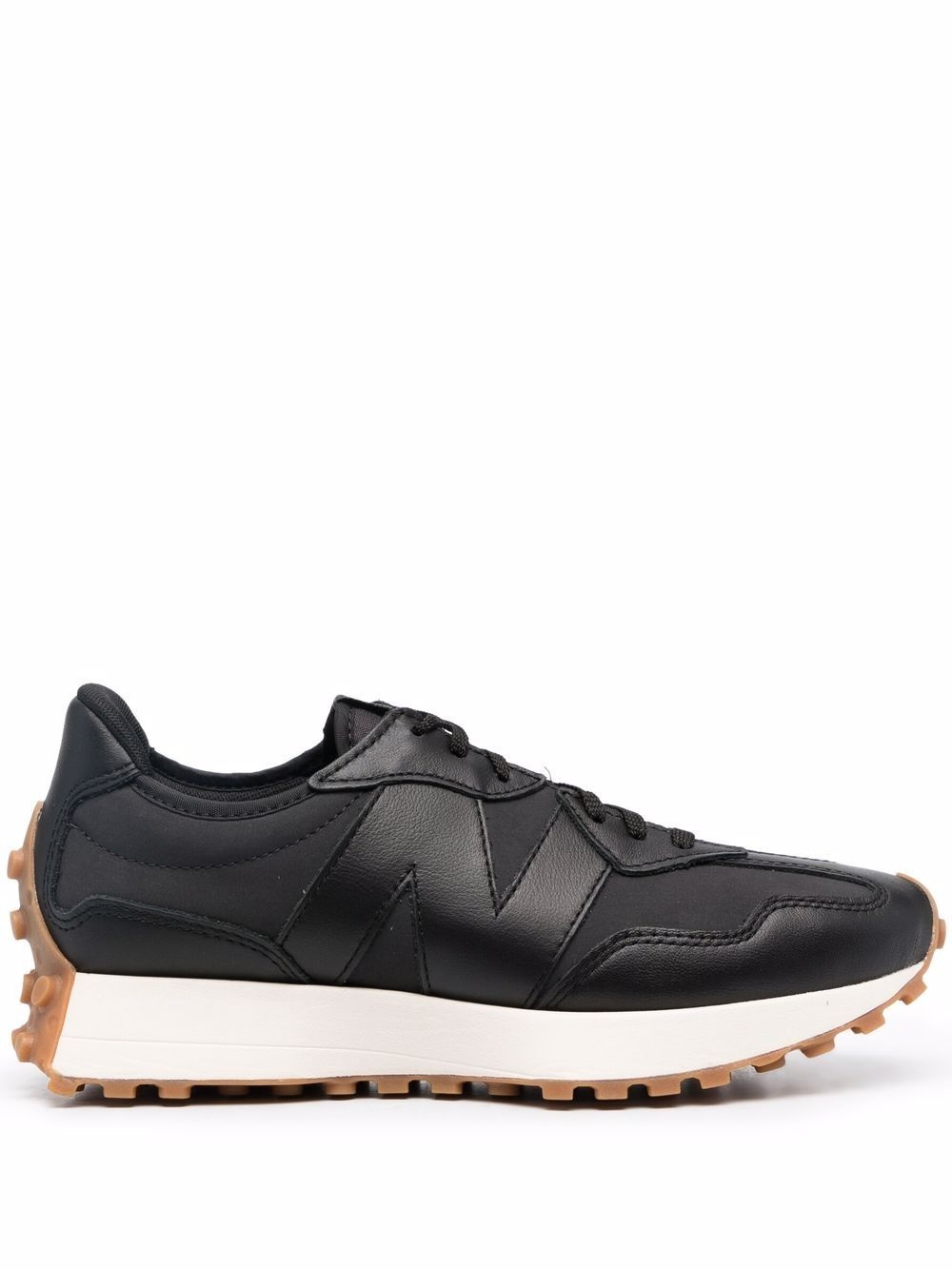 panelled leather trainers - 1