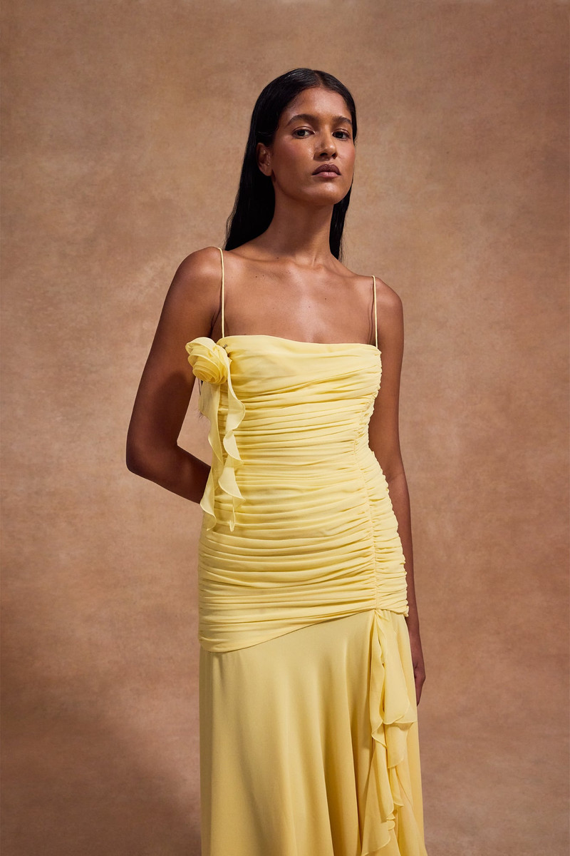 De La Vali ROSADO MAXI DRESS IN SHERBET YELLOW CHIFFON outlook