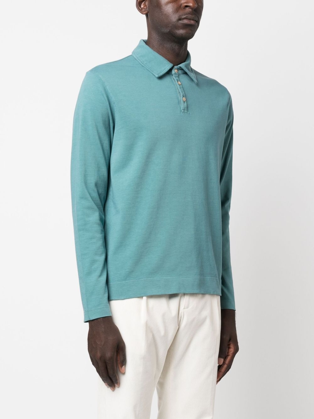 long-sleeved cotton polo shirt - 3