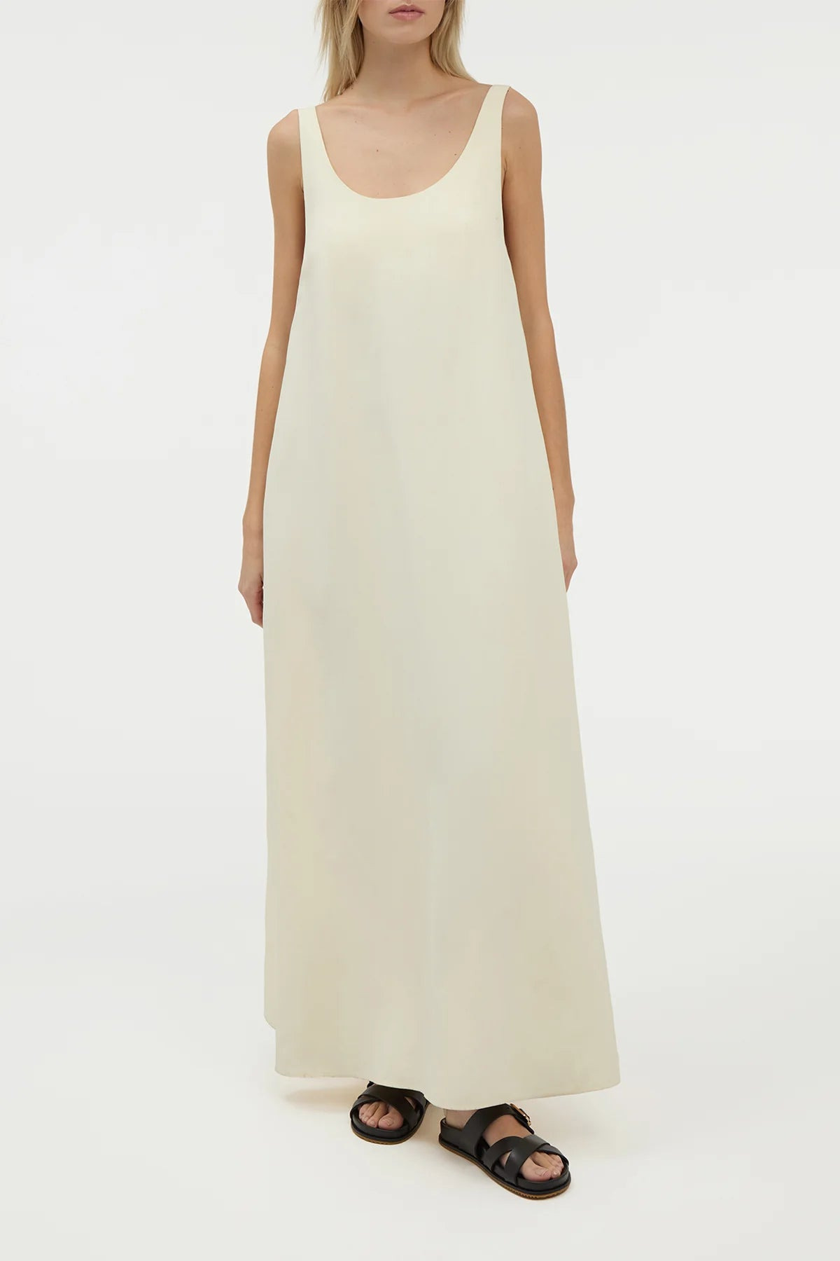 Aras Maxi Dress in Ivory Linen Silk - 3
