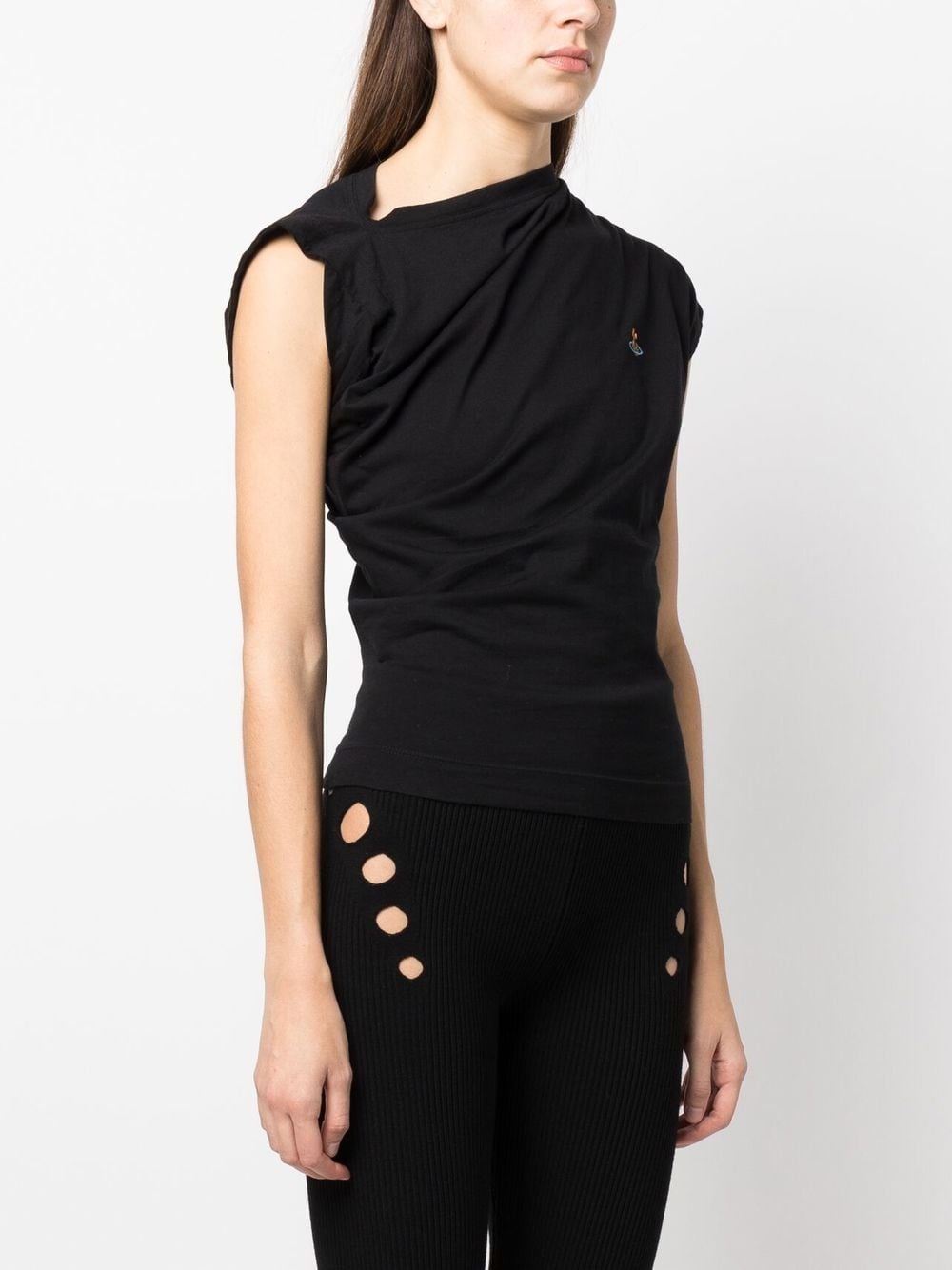 asymmetric draped T-shirt - 3