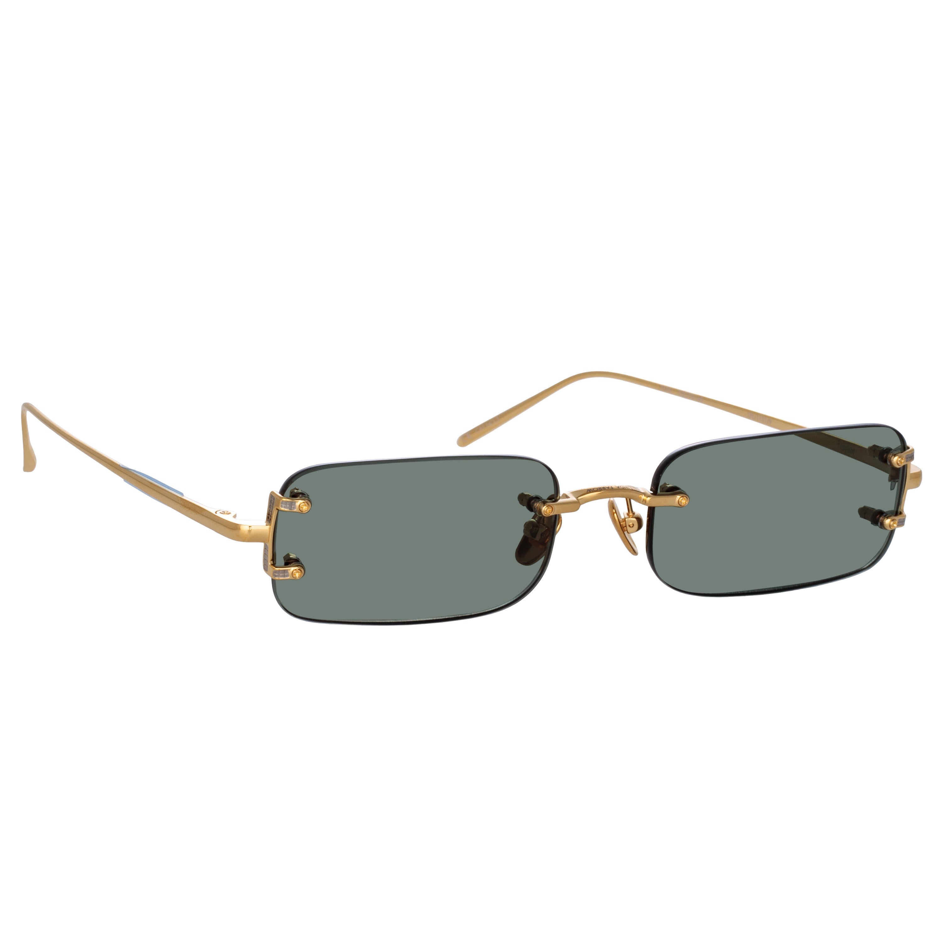 TAYLOR RECTANGULAR SUNGLASSES IN YELLOW GOLD AND GREEN - 3