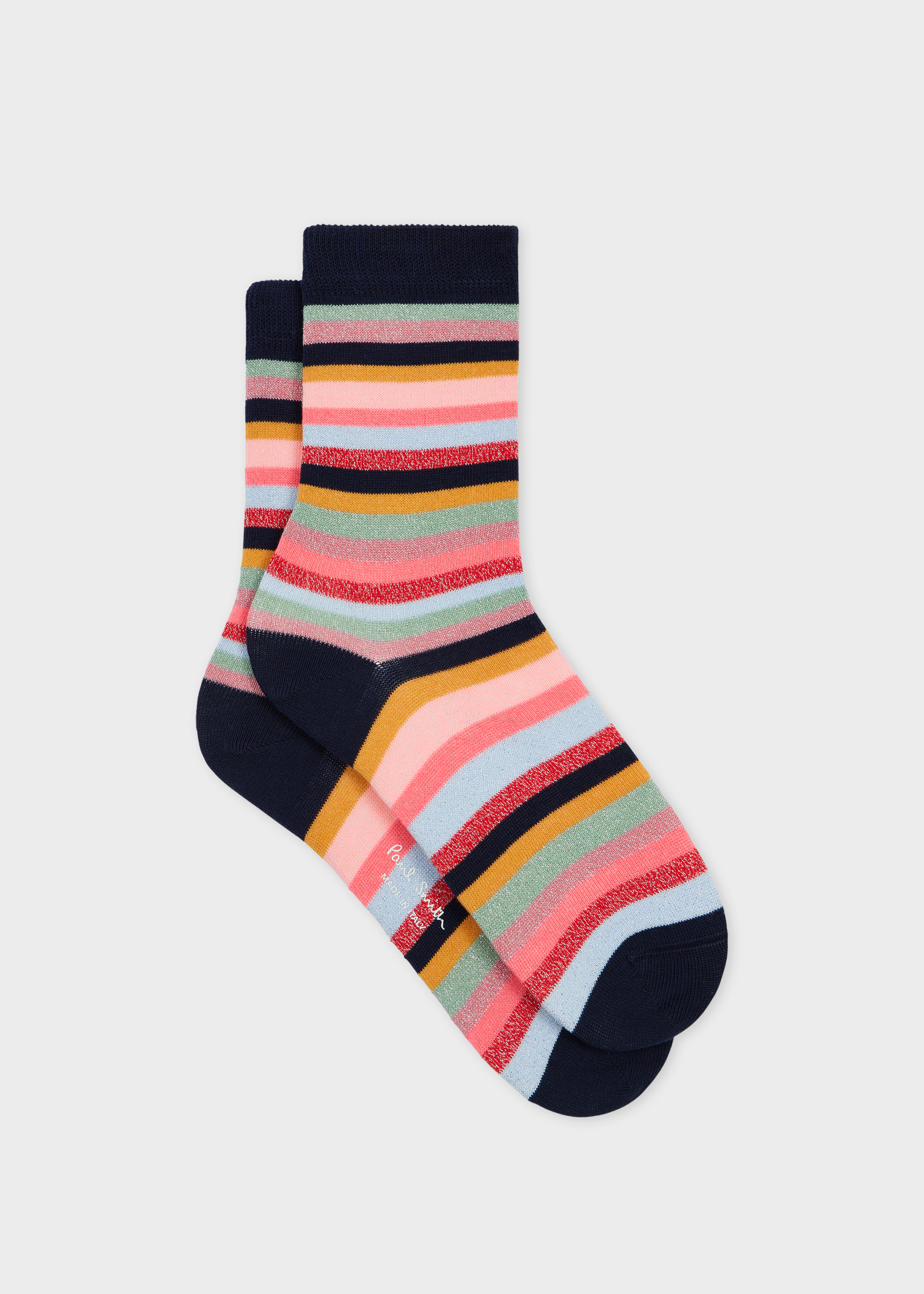 Women's Navy Blue Glitter Stripe Socks - 1