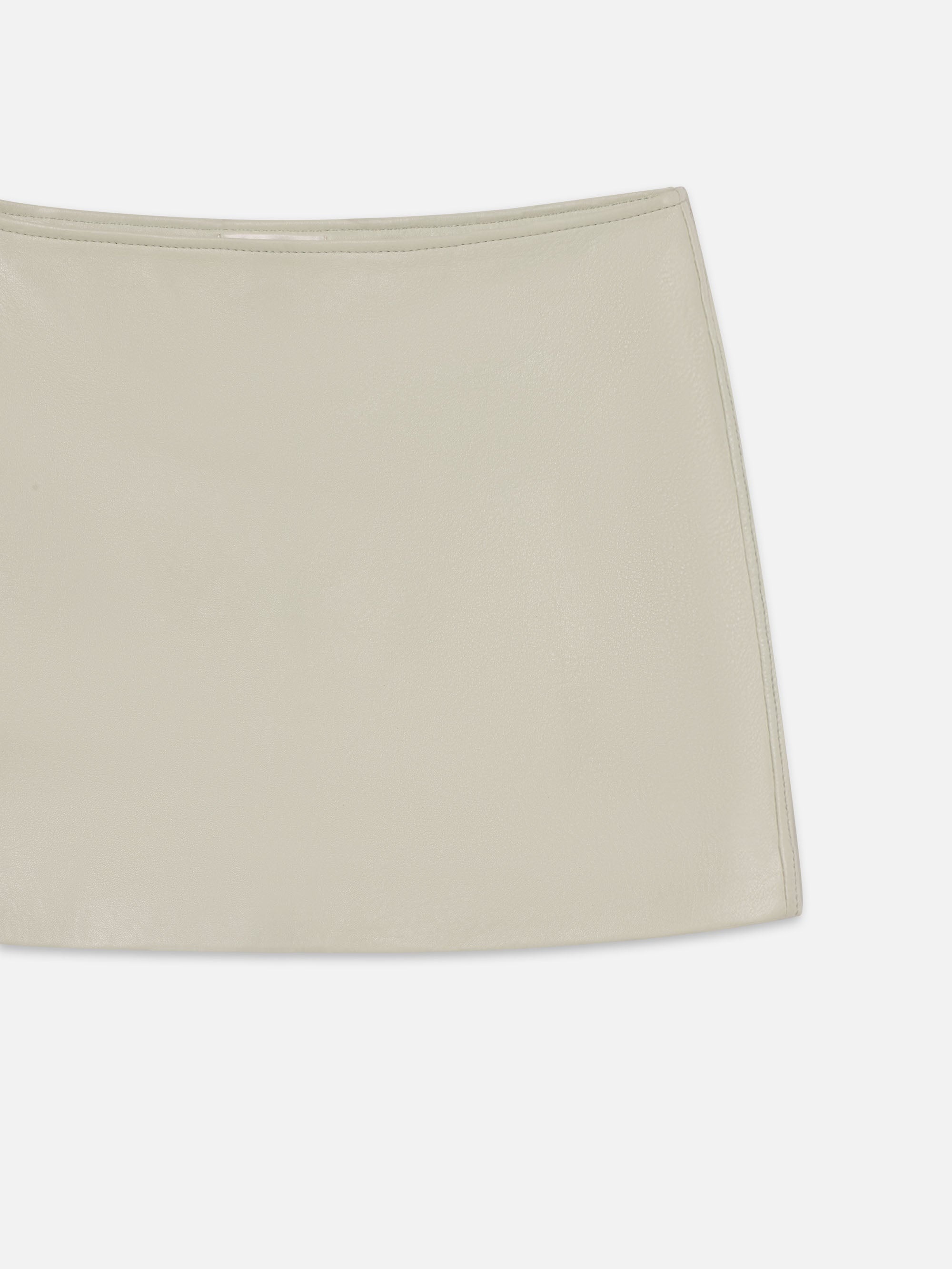 The Leather Mini Skirt in Soft Mint - 3