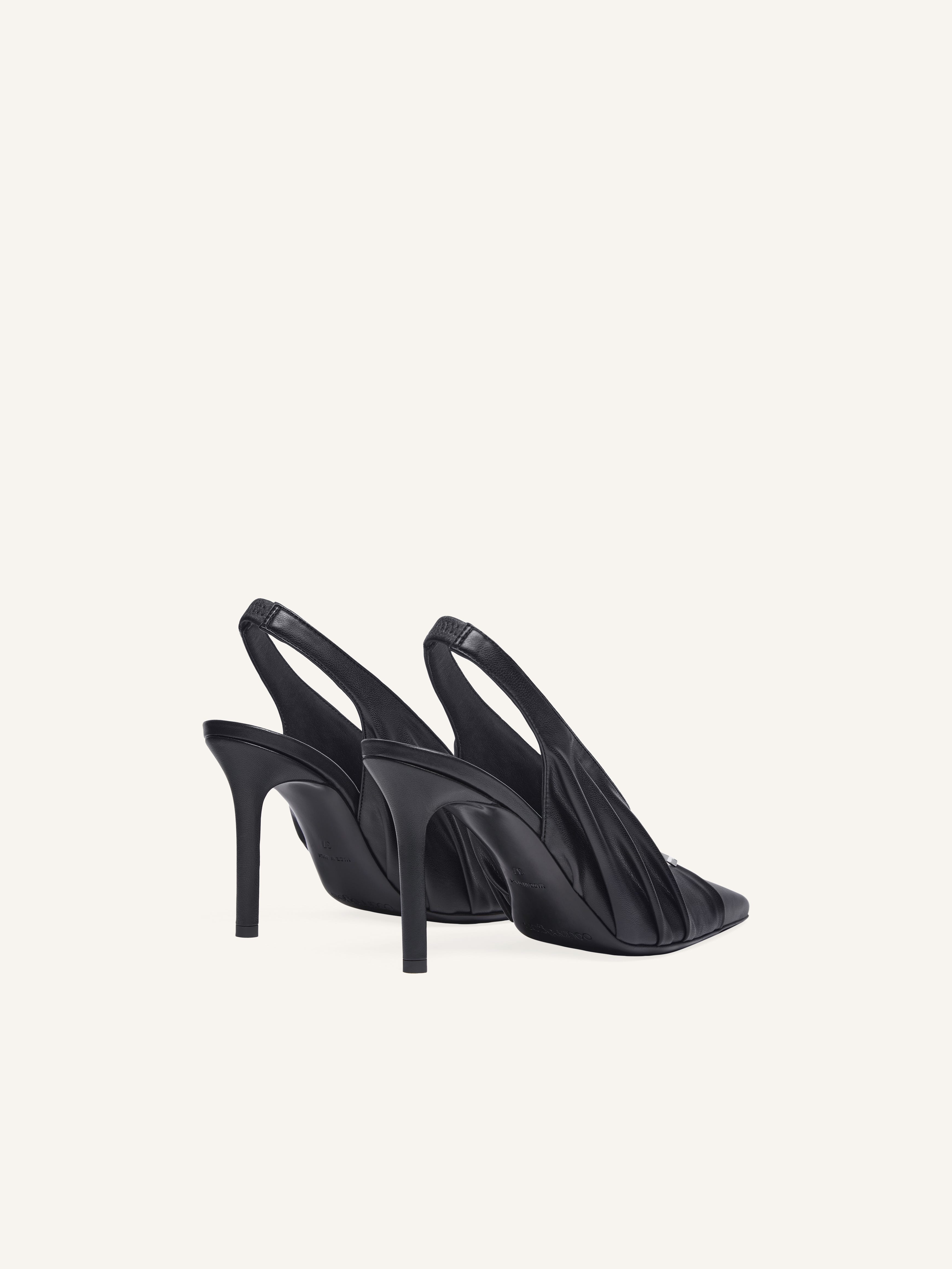DRAPED STRETCH LEATHER EFFECT SLINGBACKS - 3