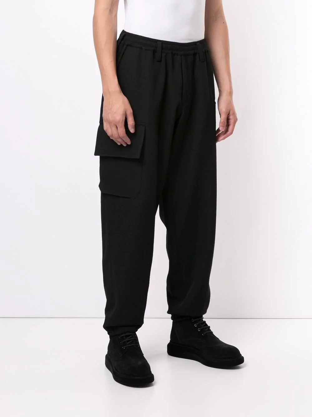 drop-crotch wool trousers - 3