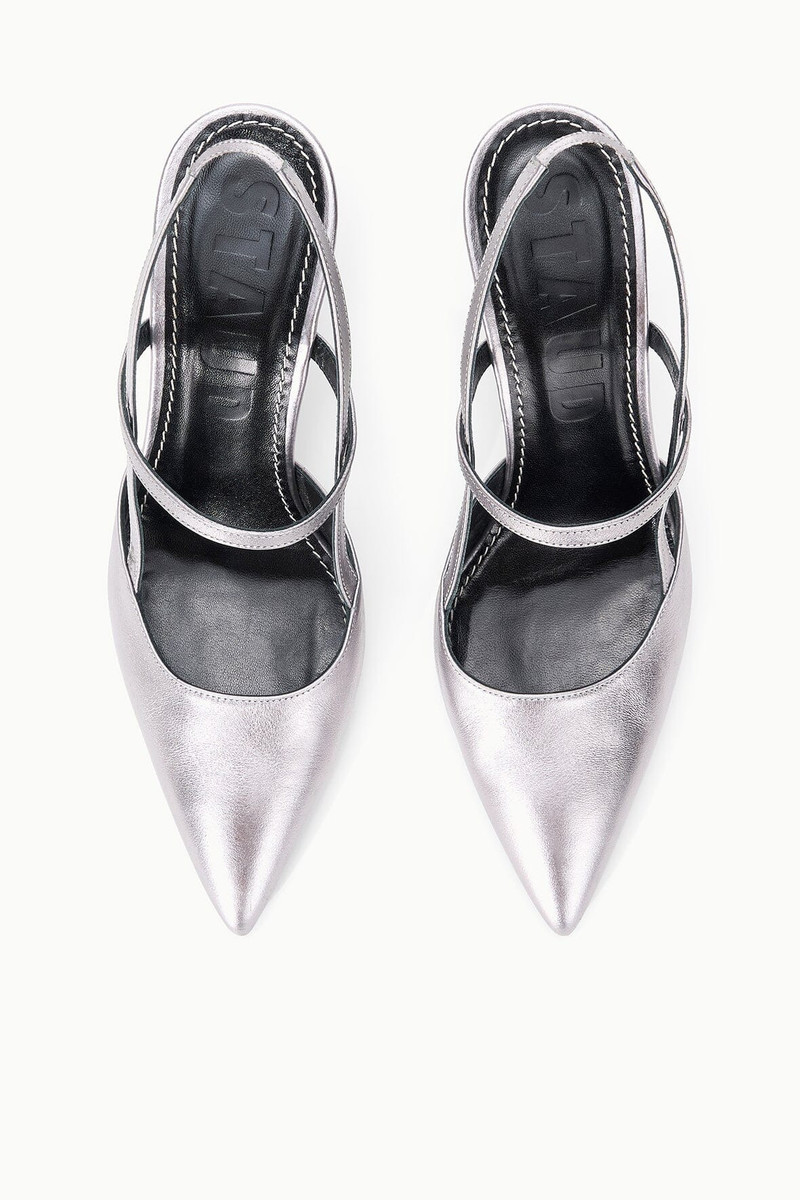STAUD SEBASTIAN HIGH HEEL SLINGBACK PEWTER 9
