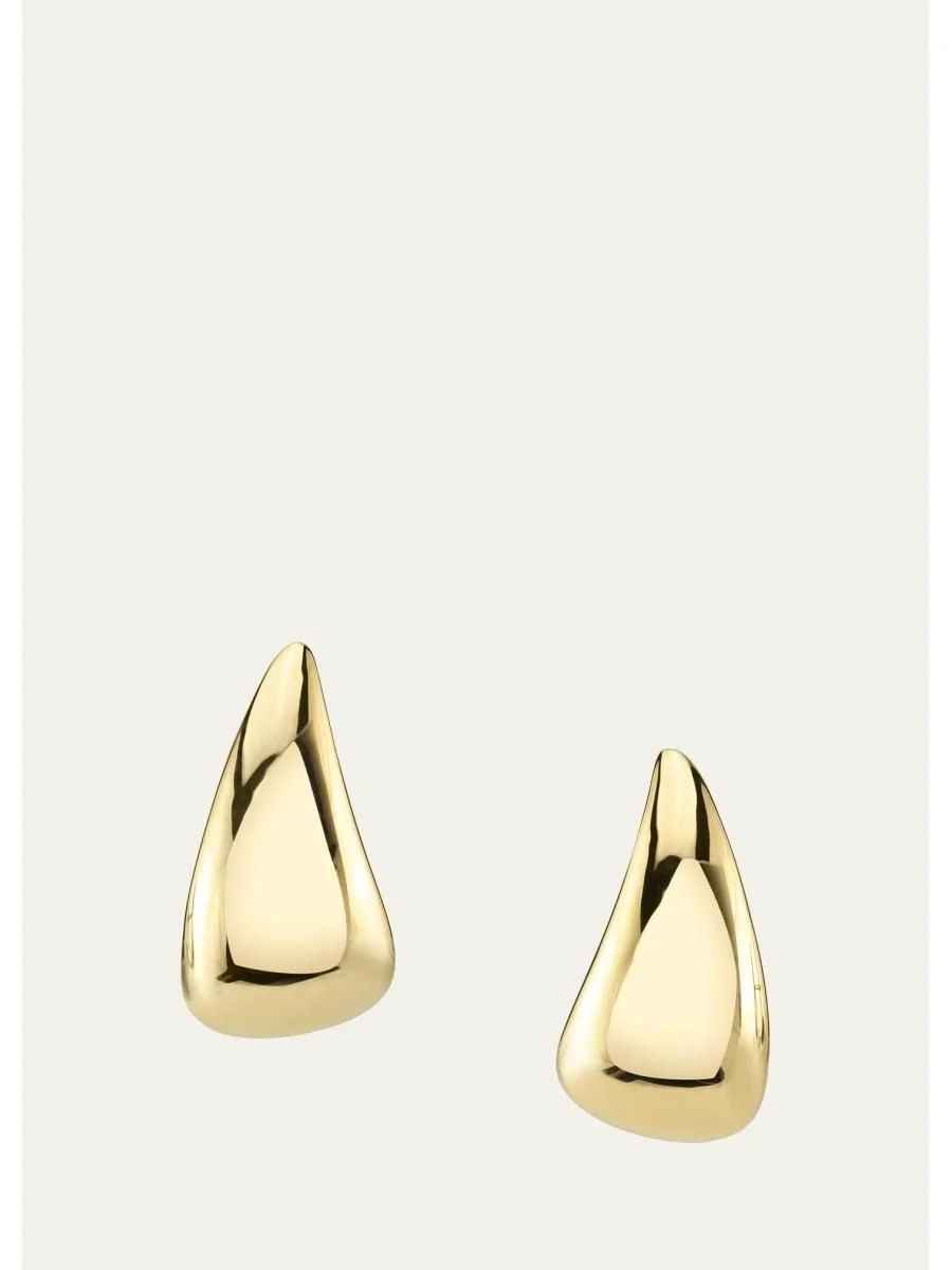 18K Yellow Gold Plain Claw Earrings - 1