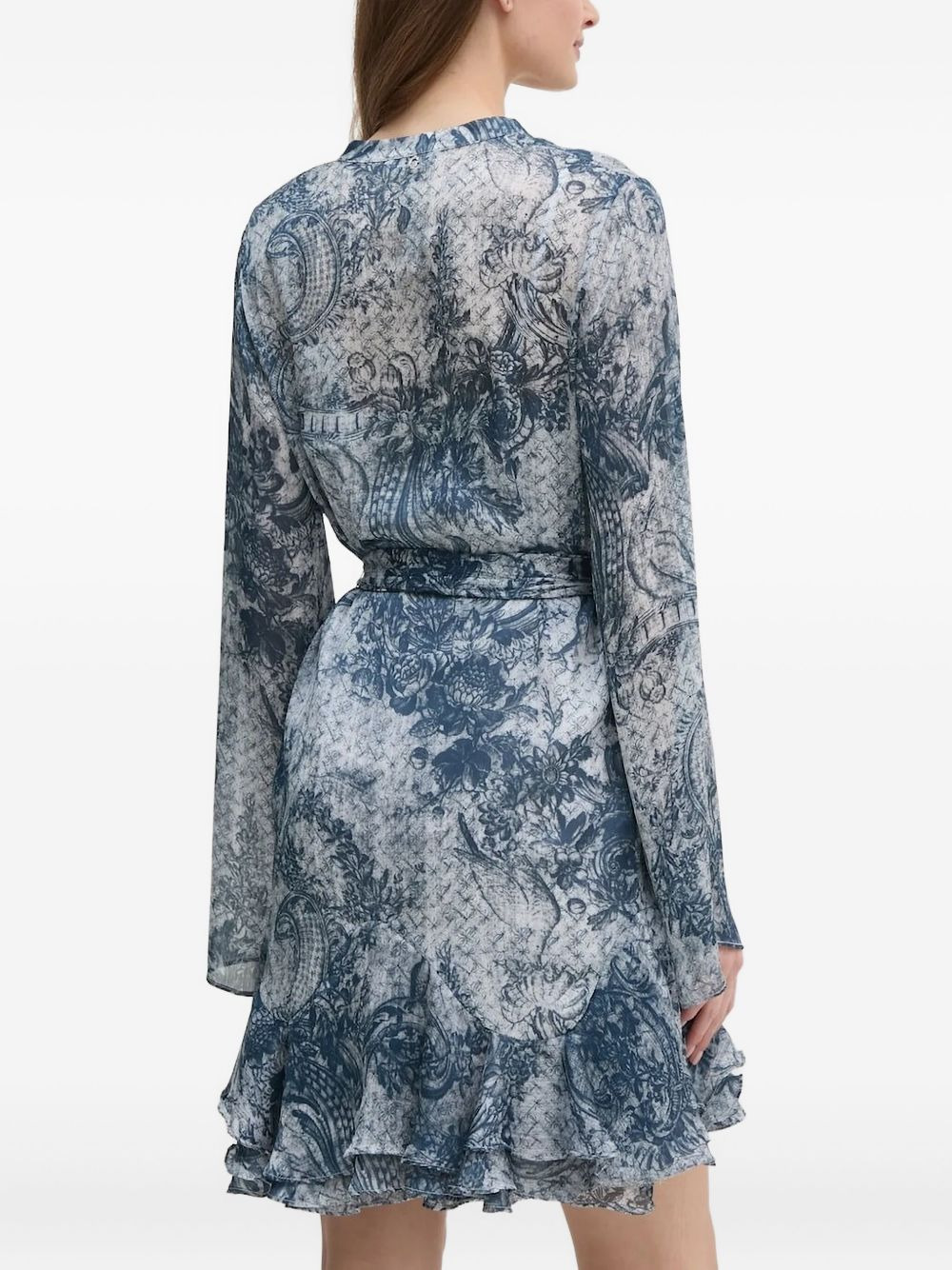 ruffled graphic-print mini dress - 2