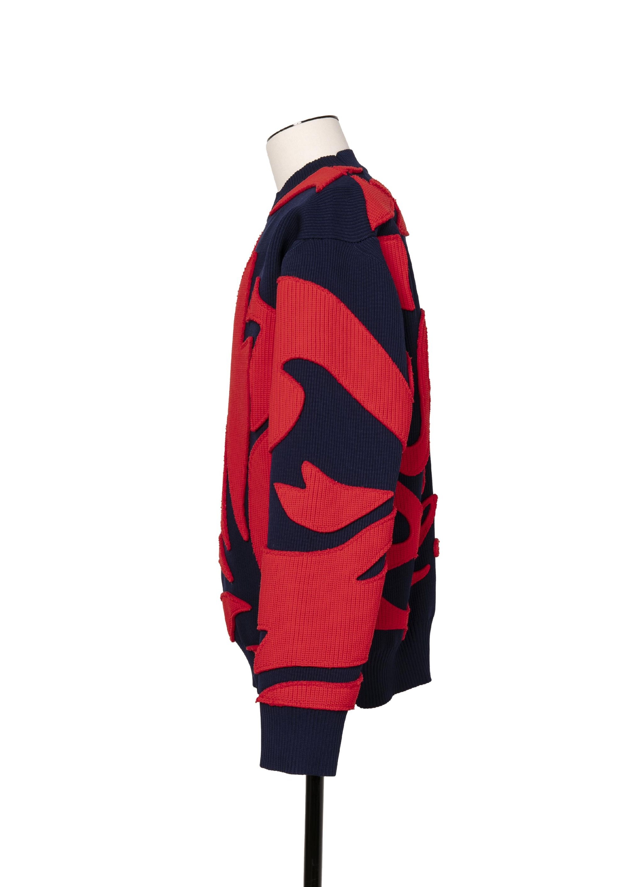Floral Embroidered Patch Knit Pullover - 3