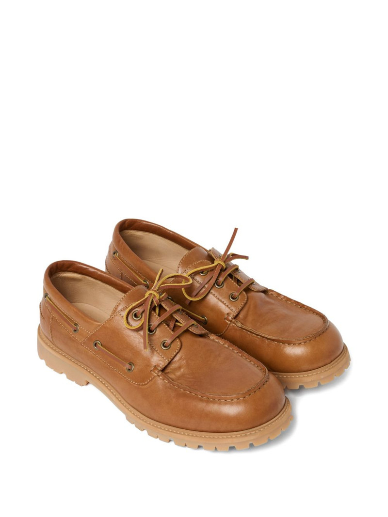 Studio Nicholson Guston raw-cut leather boat shoes outlook