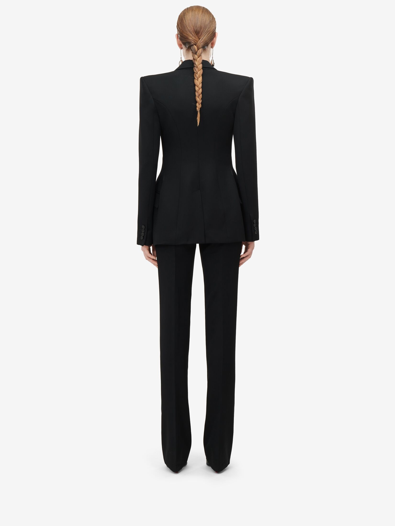 Women's Slashed Single-breasted Jacket in Black - 4
