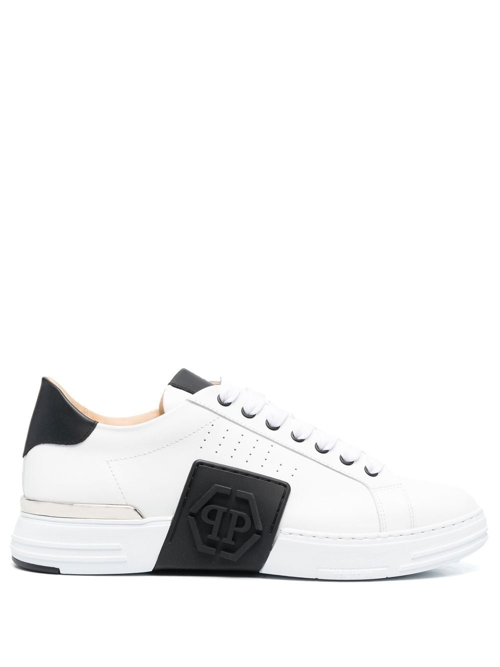 leather logo-patch sneakers - 1