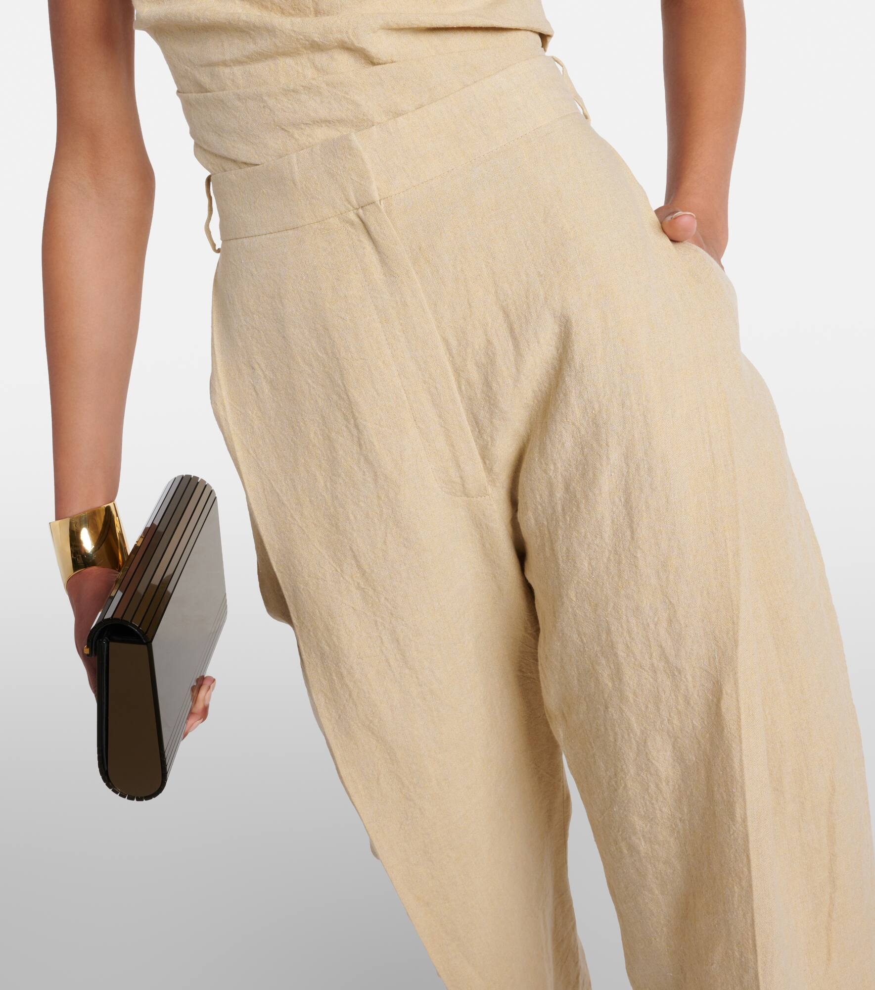 Gabrielle high-rise linen wide-leg pants - 4