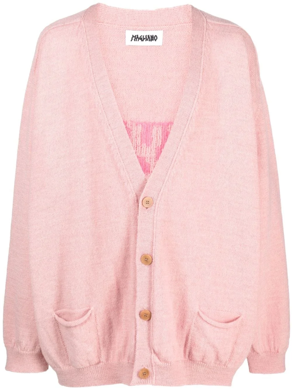 intarsia-knit logo V-neck cardigan - 1