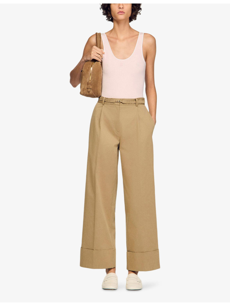 Sandro Wide-Leg High-Rise Cotton-Blend Suit Trousers outlook