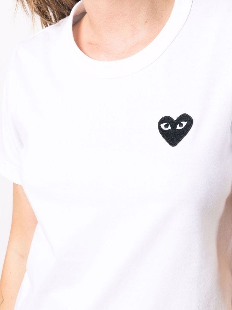 heart-embroidered motif T-shirt - 5