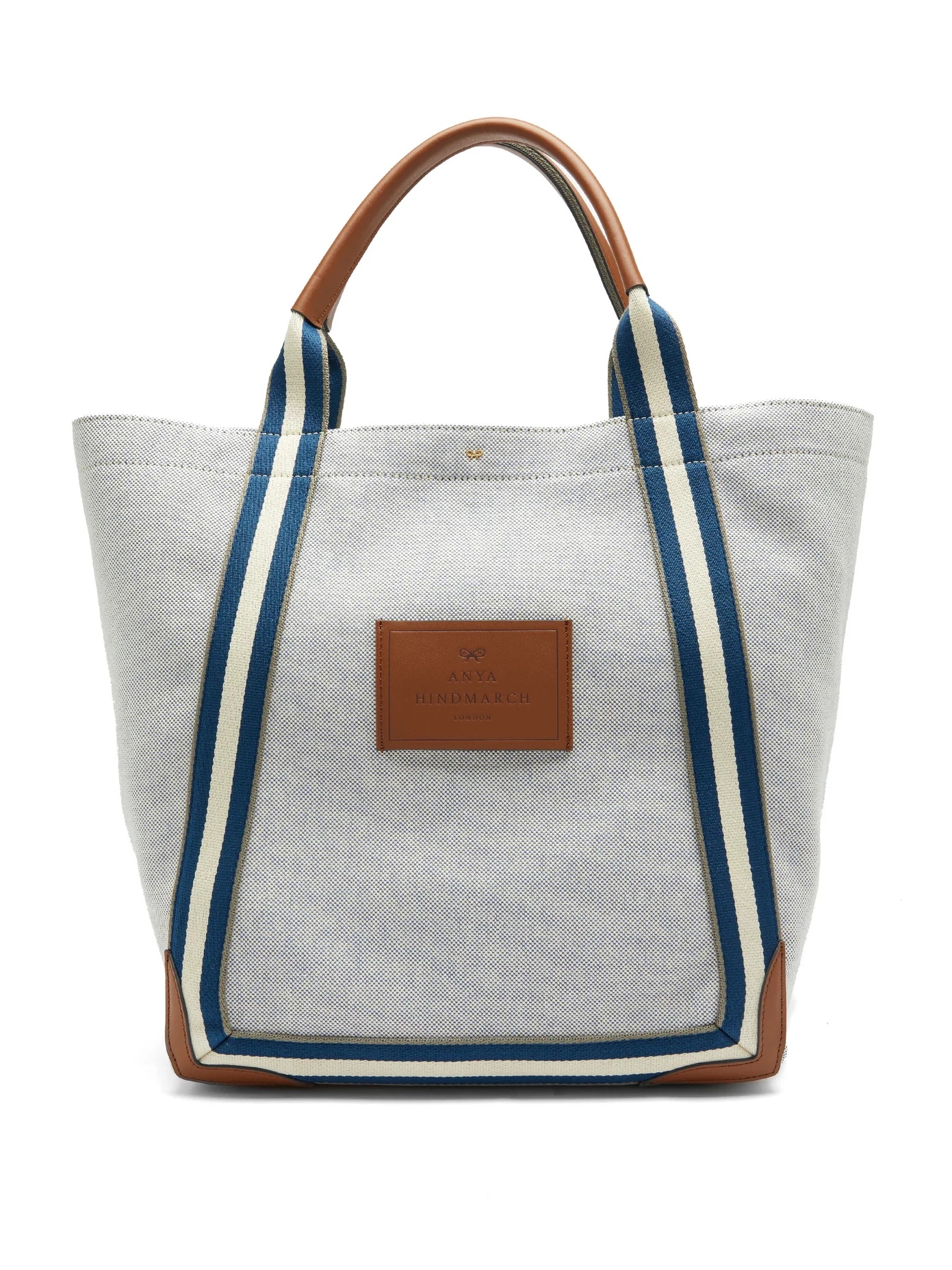 Pont striped-handle canvas tote bag - 1