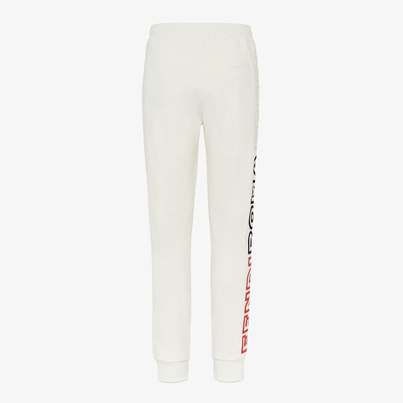 FENDI Comfort-fit joggers with stretch inserts at the waist and ankles. Made of white fabric. The Fendi Ro outlook