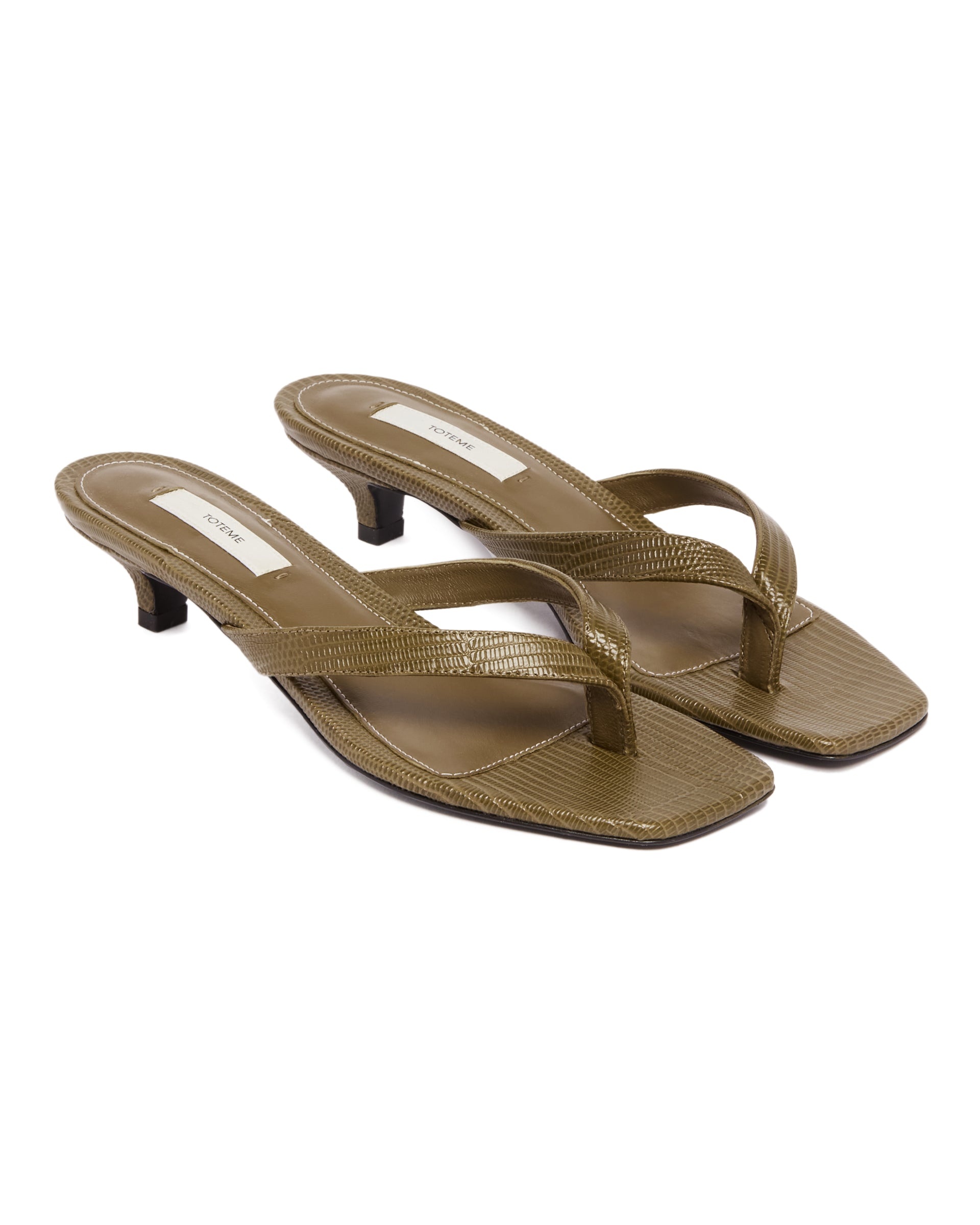 Green Leather Heeled Sandals - 3