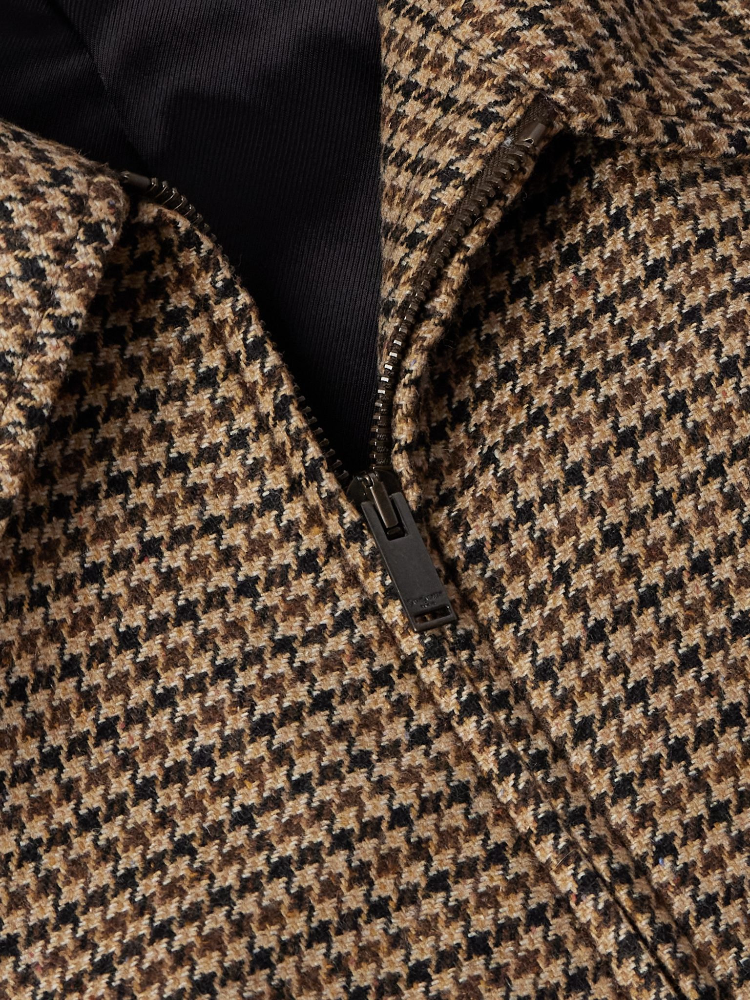 Houndstooth Woven Blouson Jacket Brown - 5