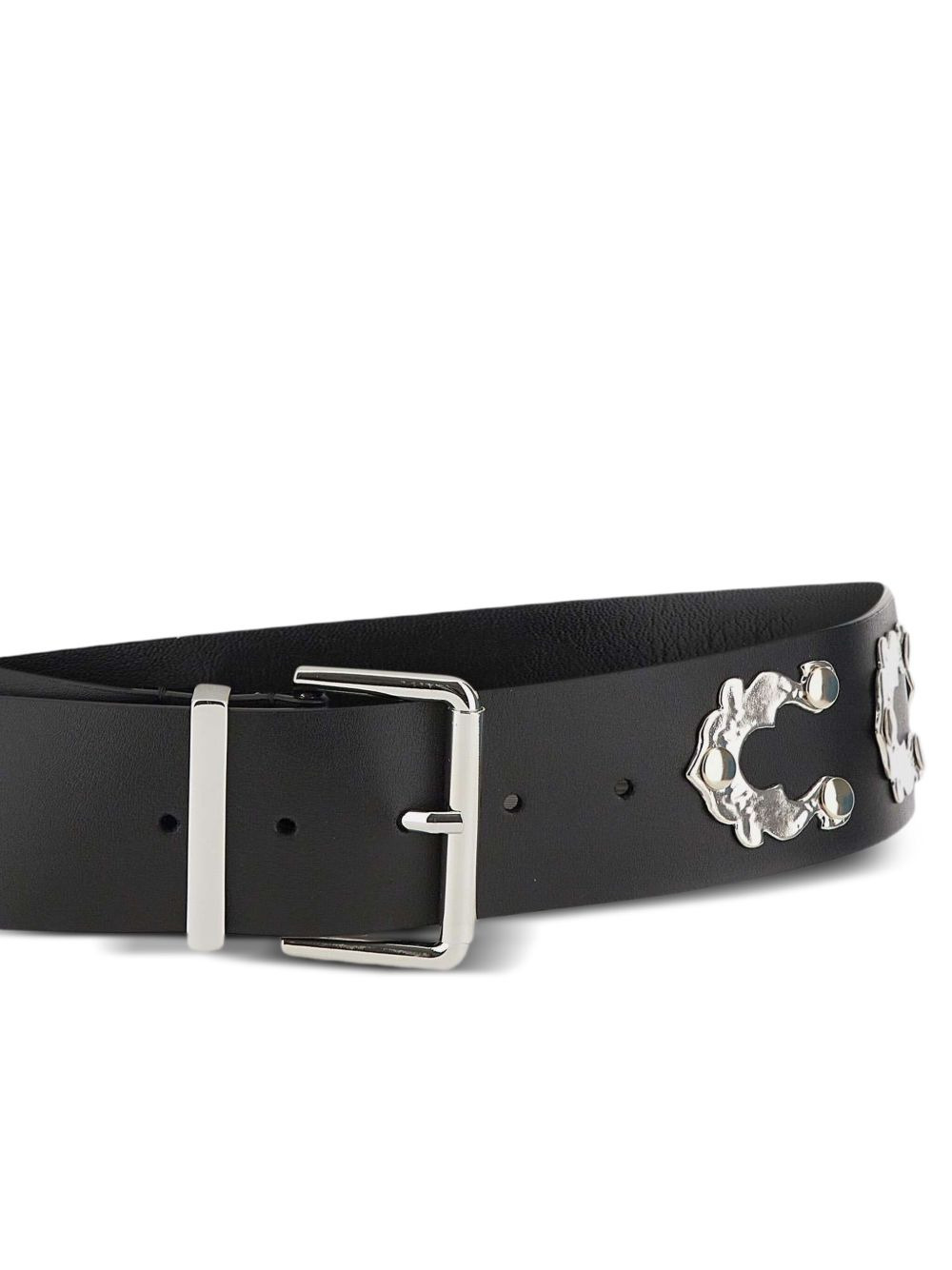 flower-embellished leather belt - 3