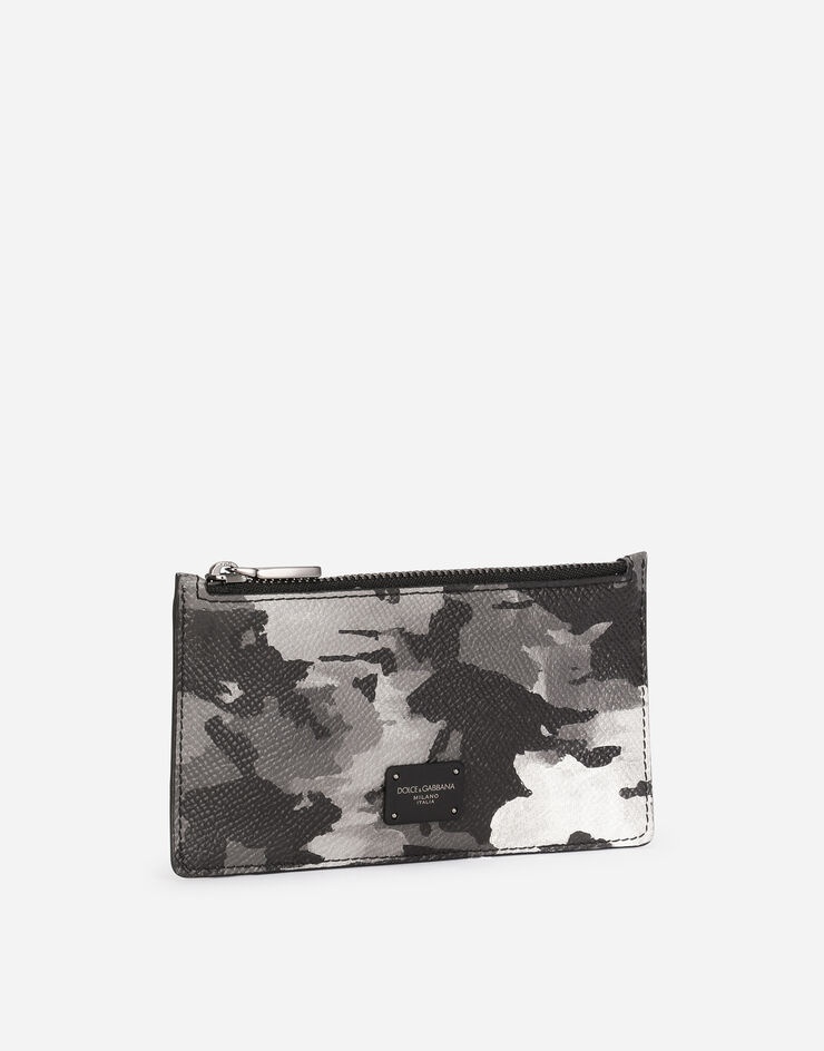 Dauphine calfskin card holder with camouflage print - 2