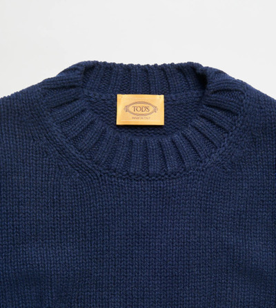 Tod's ROUND NECK JUMPER IN CASHMERE BLEND - BLUE outlook