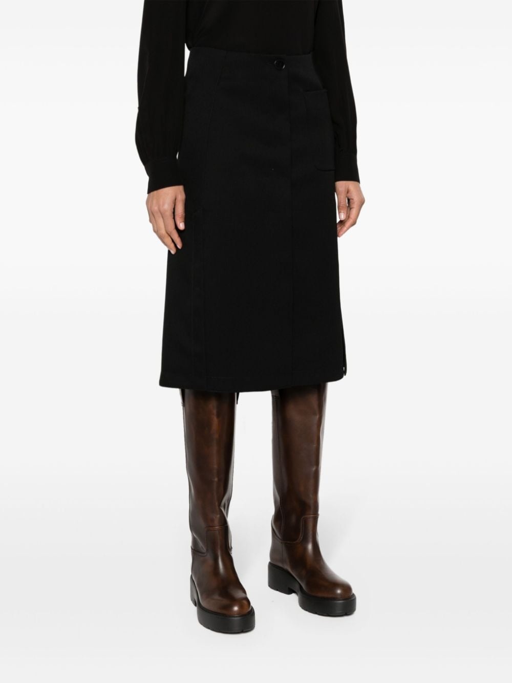 pleated tailored midi skirt - 3