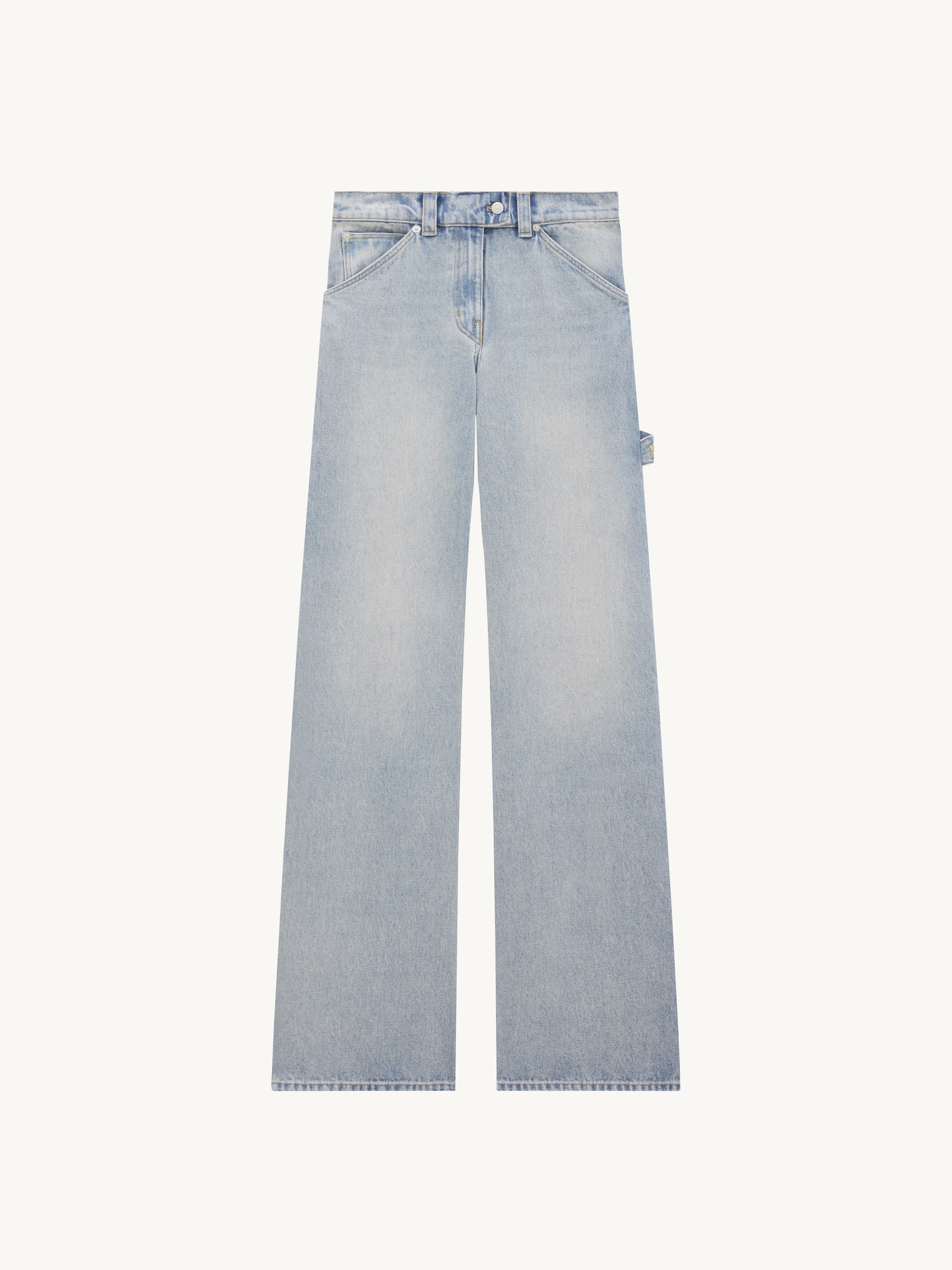 DIRTY BLUE DENIM BAGGY PANTS - 1