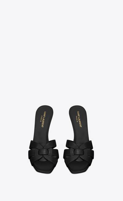 SAINT LAURENT tribute heeled mules in smooth leather outlook
