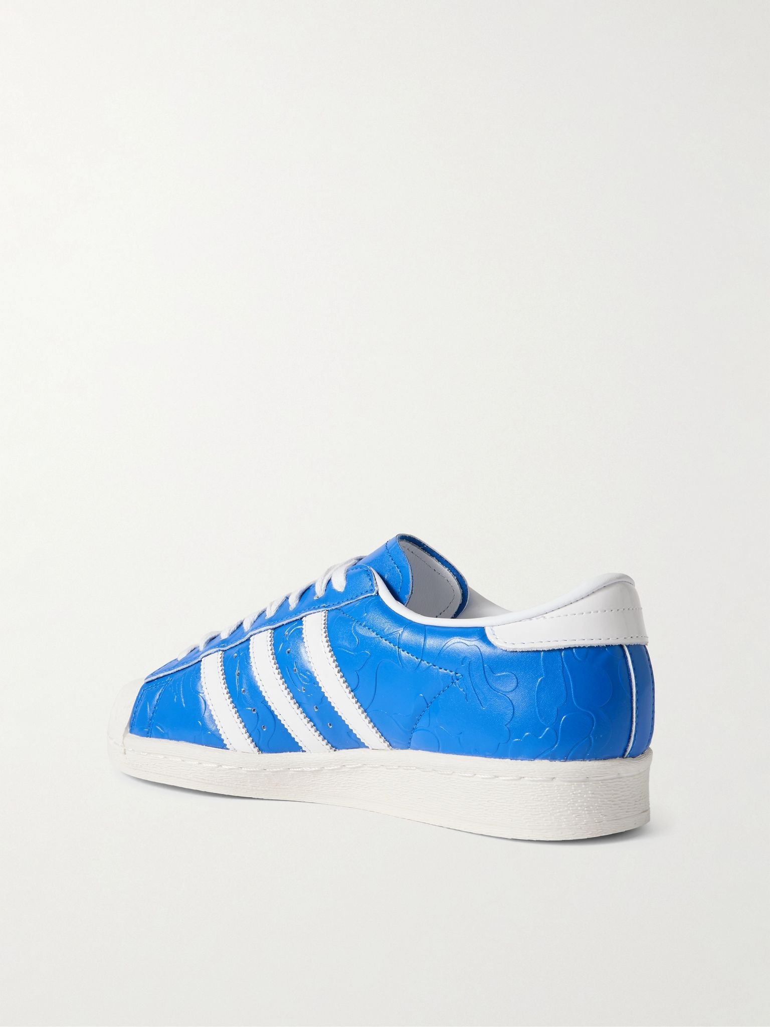 + BAPE Superstar Logo-Embossed Leather Sneakers Blue - 4