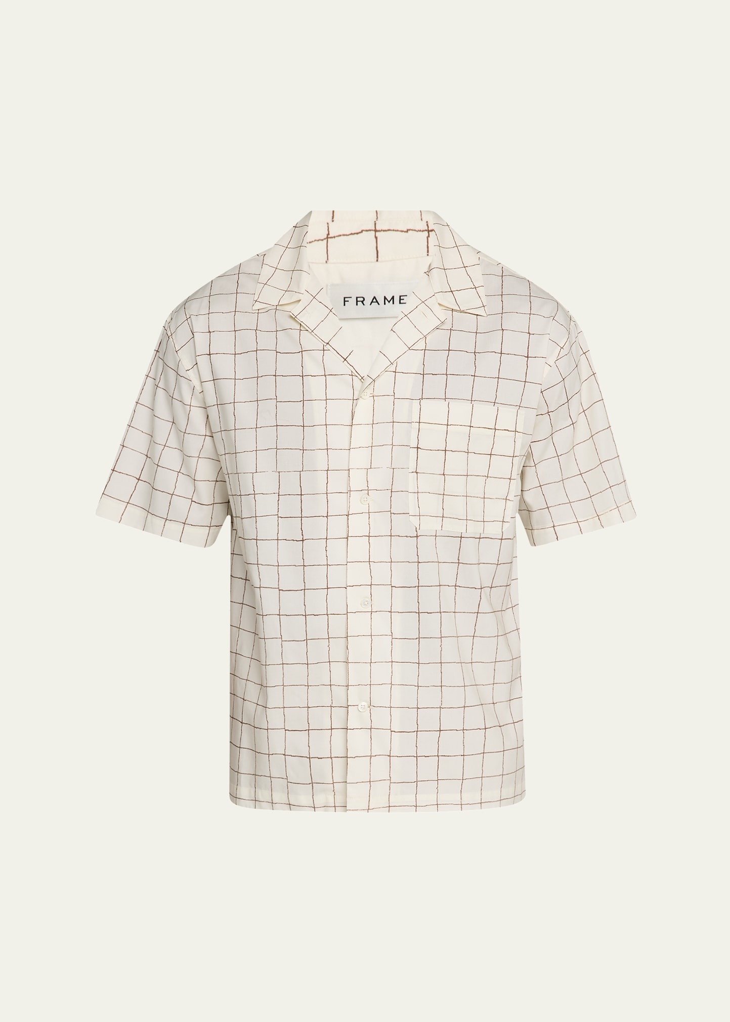 Men's Grid-Print Camp Shirt - 1