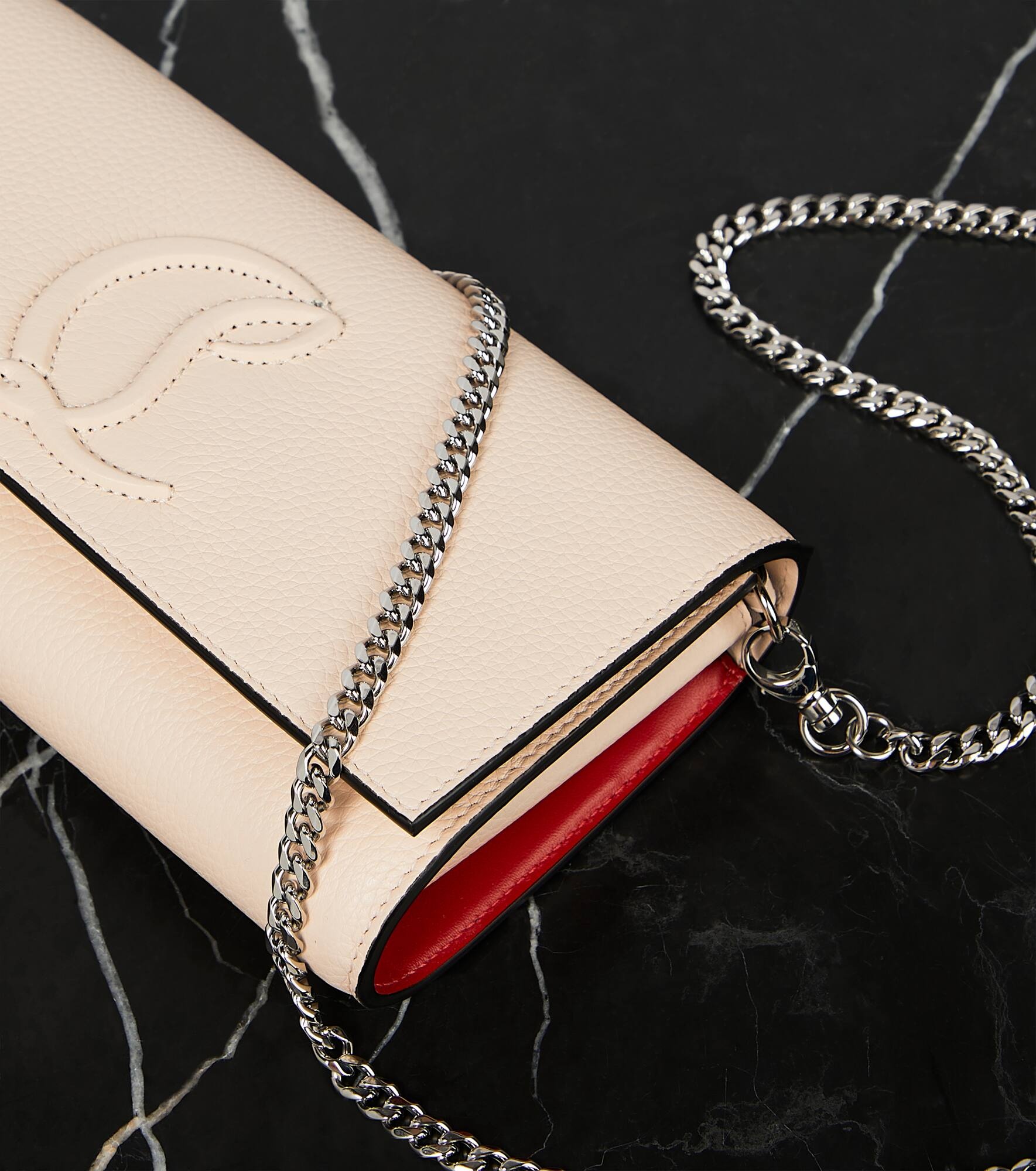 Logo leather wallet on chain - 6