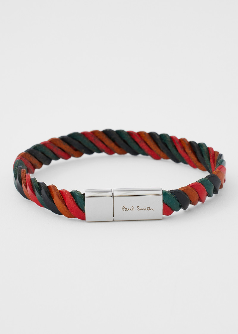 Paul Smith 'Artist Stripe' Woven Leather Bracelet outlook