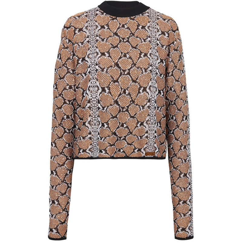 snakeskin-jacquard jumper - 1