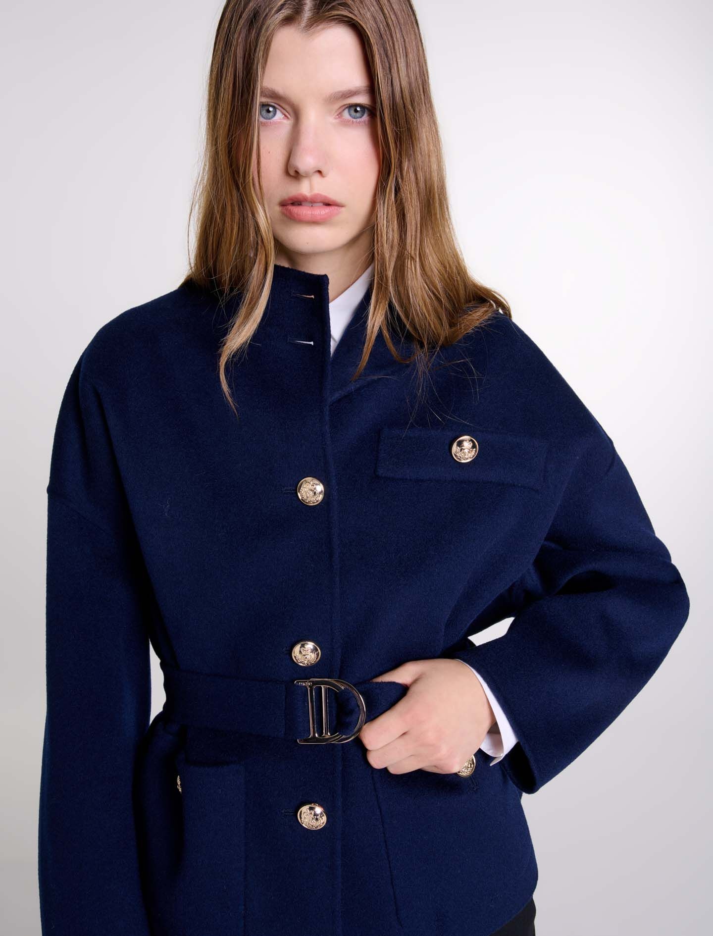 Belted short wool coat - 6