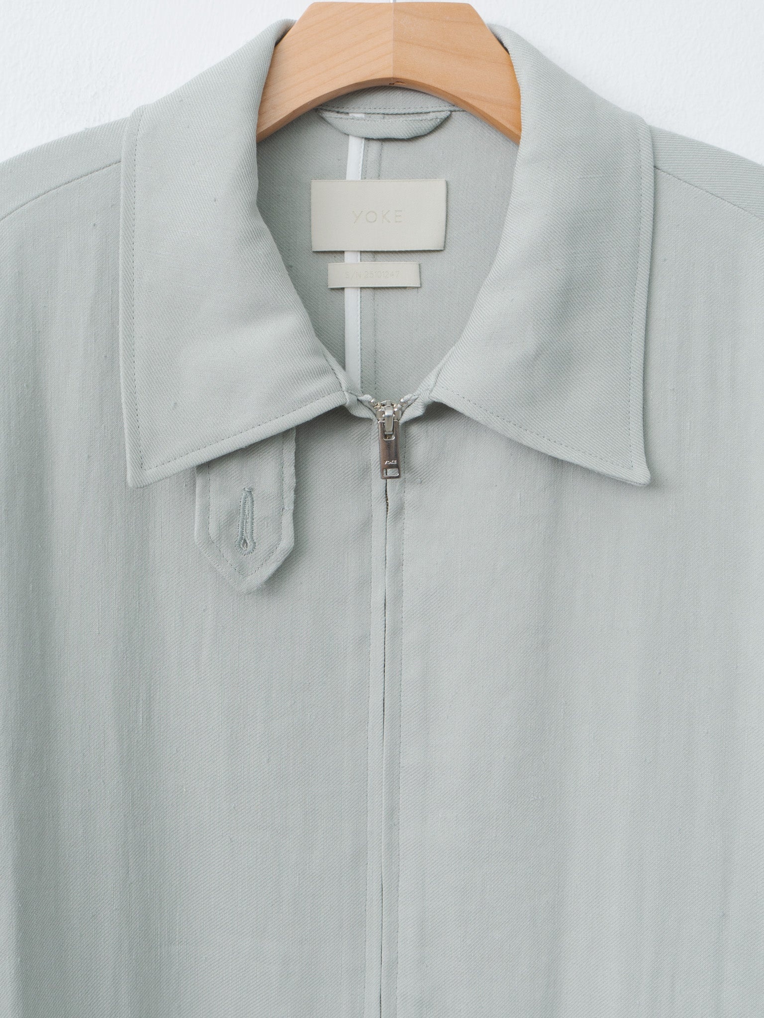 Linen Acetate Zip Blouson - Mist Green - 7