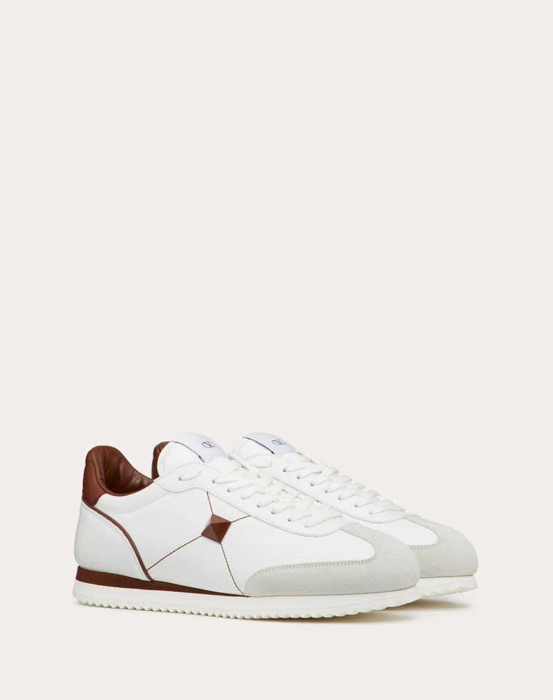 STUD AROUND LOW-TOP CALFSKIN AND NAPPA LEATHER SNEAKER 2