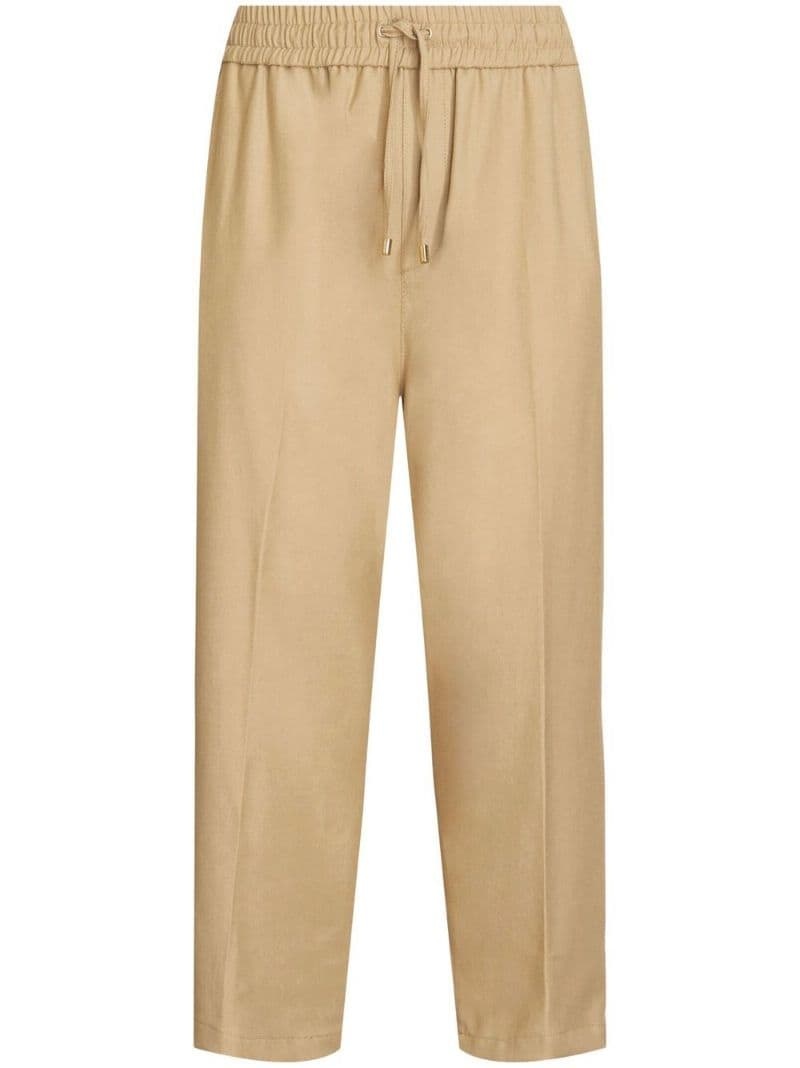 elasticated-waist straight-leg trousers - 1