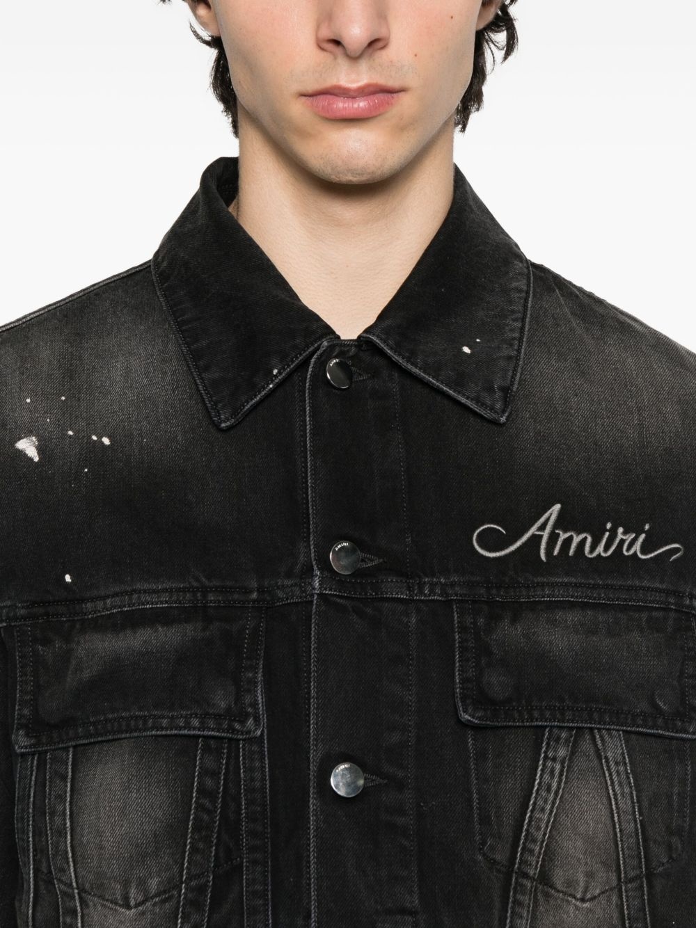 paint-splatter denim jacket - 5