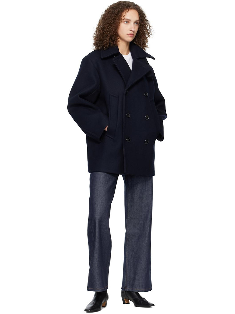A.P.C. Navy Recycled Wool Peacoat outlook